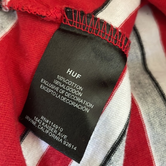 HUF T Shirt Small Red Striped - Picture 7 of 9